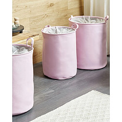 Beliani Lot de 3 paniers en tissu polyester rose ARCHA