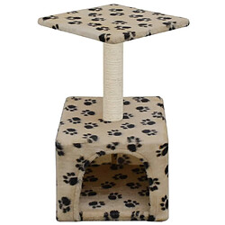 Helloshop26 Arbre à chat griffoir grattoir niche jouet animaux peluché en sisal 55 cm beige motif de pattes 3702074