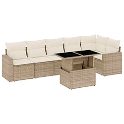 vidaXL Salon de jardin avec coussins 7 pcs beige résine tressée