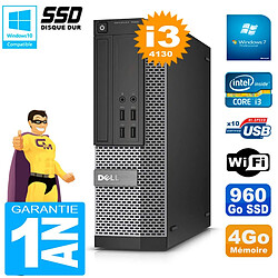 PC DELL 7020 SFF Core I3-4130 RAM 4Go Disque Dur 960 Go SSD Graveur DVD Wifi W7 - Occasion