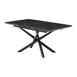 Vente-Unique Table à manger extensible 6 à 8 personnes en MDF, céramique et métal - Effet marbre noir - SINAM pas cher