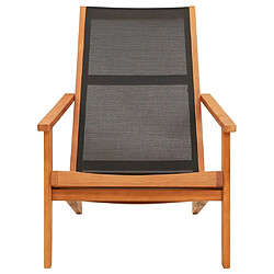 Maison Chic Chaise de jardin - Fauteuil d'extérieur Noir Bois d'eucalyptus solide et textilène -MN97326