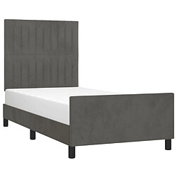 Avis Maison Chic Lit adulte - Cadre Structure de lit avec tête de lit Contemporain Gris foncé 90x200 cm Velours -MN88686