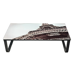 Vivenla Table basse vintage gris en verre trempé sécurit L. 105 x D. 55 x H. 32 cm Collection Beekhuis