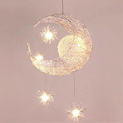 Stoex Lustre Suspension Industrielle Lune étoiles LED Plafonnier Luminaire Aluminium avec 5 Ampoules pour Enfants Chambre (Lumière blanche chaude)