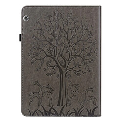 Etui en PU motif cerf et arbre avec support gris pour votre Huawei MediaPad T5 10.1