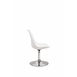 Acheter Decoshop26 Lot de 4 chaises de salle à manger pivotante hauteur réglable en plastique blanc et pied trompette métal aspect chromé 10_0001817