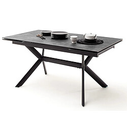 Pegane Table à manger extensible en métal / verre aspect gris pierre - L.160-240 x H.76 x P.90 cm