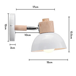 Stoex 15CM Applique Murale Rétro Moderne Applique Murale en Bois Et Métal, Angle Réglable, Lampe Murale Simple Pour Salon, Chambre À Coucher (Blanc) E27 pas cher