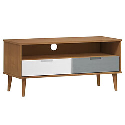 Maison Chic Meuble TV scandinave - Banc TV pour salon MOLDE Marron 106x40x49 cm Bois de pin massif -MN45869