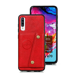 Wewoo Coque Rigide Pour Galaxy A70s Etui de protection magnétique antichoc en PU + TPU avec fentes cartes Rouge