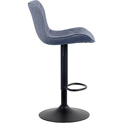 Acheter Decoshop26 Tabouret de bar chaise haute x1 avec coutures décoratives en tissu bleu pieds en métal noir 10_0005174