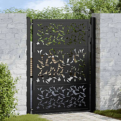 vidaXL Portail de jardin noir 105x130 cm acier conception de feuilles