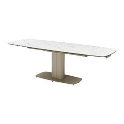 Acheter Table à manger extensible 6 à 10 personnes en céramique et métal - Effet marbre blanc et taupe - CARIOULA de Pascal MORABITO