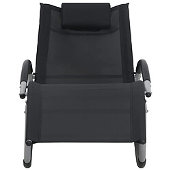 vidaXL Chaise longue avec oreiller Noir Textilène