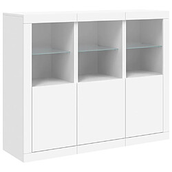 Maison Chic Lot de 3 Commode Buffet - Meuble de rangements avec lumières LED blanc bois d'ingénierie -GKD41512 pas cher