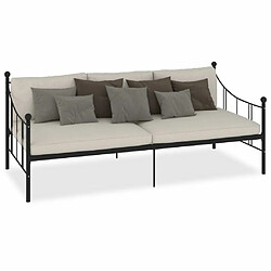 Maison Chic Lit adulte - Lit simple Cadre de lit,Structure du lit Contemporain de repos Noir Métal 90 x 200 cm -MN23150