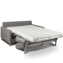 Avis Inside 75 Canapé convertible OGGETTO matelas 16 cm système express sommier lattes 120cm RENATONISI tweed gris clair