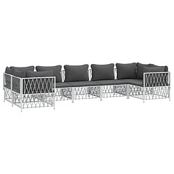 Avis Maison Chic Salon de jardin 7 pcs + coussins - Mobilier/Meubles de jardin - Table et chaises d'extérieur blanc acier -MN29665