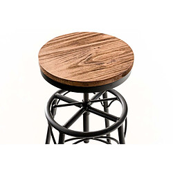 Decoshop26 Tabouret de bar x1 style industriel contemporain hauteur réglable en métal noir et assise en bois clair 10_0004540