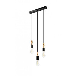 Lumière Suspension Simon Bois,acier Noir 3 ampoules 94cm