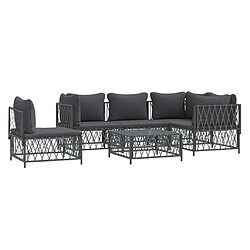 Avis Maison Chic Salon de jardin 6 pcs avec coussins - Table et chaises d'extérieur - Mobilier/Meubles de jardin Moderne anthracite acier -MN40883