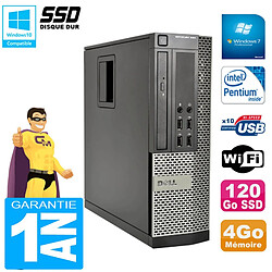 PC DELL 990 SFF Intel G840 Ram 4Go Disque 120Go SSD Graveur DVD Wifi W7 - Occasion