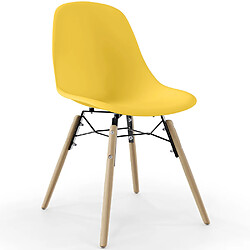 ICONIK INTERIOR Chaise de Salle à Manger - Design Scandinave - Pieds en Bois - Skögur Jaune