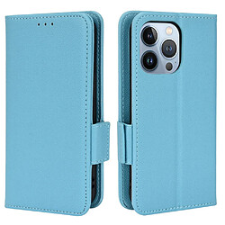 Etui en PU texture litchi, fermeture magnétique bleu clair pour votre iPhone 13 Pro 6.1 pouces