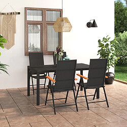 Salle à manger de jardin 5 pcs,Table et chaise à dîner Noir et marron -MN16765