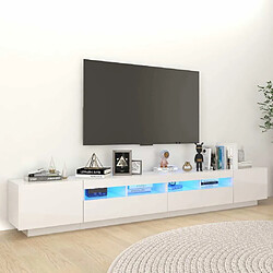 Maison Chic Meubles TV avec lumières LED - Banc TV pour salon Blanc brillant 260x35x40 cm -MN11302