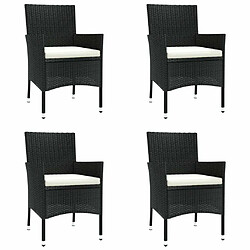 Acheter Maison Chic Ensemble de bistro 5 pcs coussins,Table + chaises + coussins de jardin noir poly rotin -GKD536238