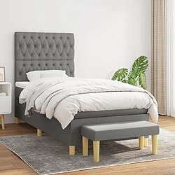 Maison Chic Lit Adulte - Lit simple Lit à sommier tapissier et matelas moelleux - Meuble de Chambre - Gris foncé 90x190 cm Tissu -MN42183