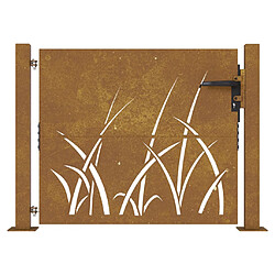 Avis vidaXL Portail de jardin 105x105 cm acier corten conception d'herbe