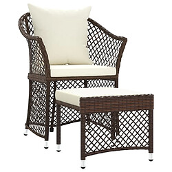 Maison Chic Salon de jardin 2 pcs avec coussins - Table et chaises d'extérieur - Mobilier/Meubles de jardin Moderne Marron Résine tressée -MN28321