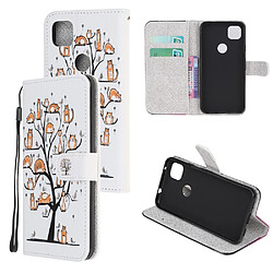 Etui en PU impression de motif de texture croisée avec support et sangle arbre animal pour votre Google Pixel 4a