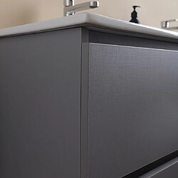 Acheter Kiamami Valentina MEUBLE DE SALLE DE BAINS DOUBLE VASQUE 120CM AVEC TIROIRS GRIS | BARCELLONA