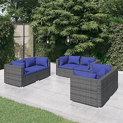 Maison Chic Salon de jardin 6 pcs + coussins - Mobilier/Meubles de jardin - Table et chaises d'extérieur résine tressée gris -MN49876