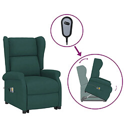 vidaXL Fauteuil de massage Vert foncé Tissu