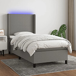 Sommier à lattes et matelas LED,Cadre à lattes de lit pour Adulte Gris foncé 90x200 cm Tissu -MN21261