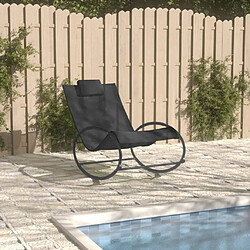 Maison Chic Chaise longue avec oreiller | Bain de soleil Relax | Transat acier et textilène noir -GKD27937