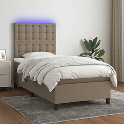 Maison Chic Lit adulte- Lit + matelas,Sommier à lattes de lit et matelas et LED Taupe 90x200 cm Tissu -GKD66279