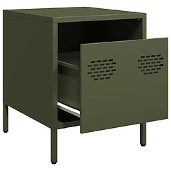 Avis vidaXL Tables de chevet 2 pcs vert olive 35x39x43,5 cm acier