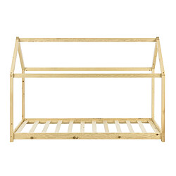 Acheter Lit Cabane Forme Maison Netstal avec Matelas Orthopédique 140 x 70 cm Naturel [en.casa]