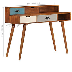 vidaXL Bureau 110x50x90 cm Bois d'acacia solide pas cher