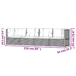 vidaXL Salon de jardin 4 pcs avec coussins Gris Résine tressée pas cher