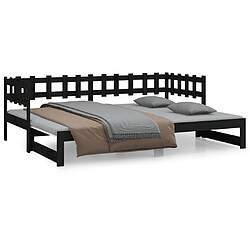 vidaXL Lit coulissant sans matelas noir 2x(90x200) cm