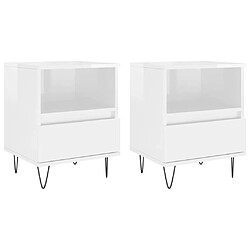 Maison Chic Lot de 2 Tables de chevet,Table de nuit,Table d'appoint pour salon blanc brillant 40x35x50 cm -MN31499