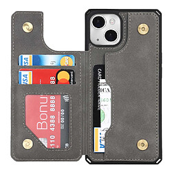 Etui en PU + TPU bouton pression magnétique, anti-rayures avec béquille et porte-carte pour votre iPhone 14 - gris