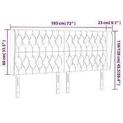 Acheter vidaXL Tête de lit avec oreilles Gris foncé 183x23x118/128 cm Tissu